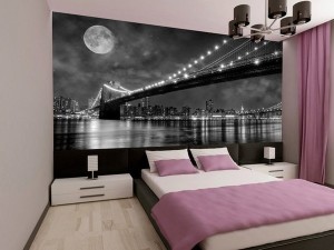 Дизайн спальной комнаты с фотообоями