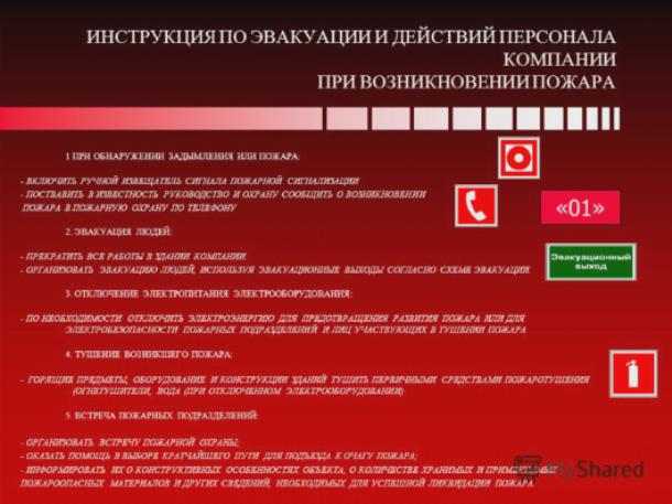 Действия при срабатывании